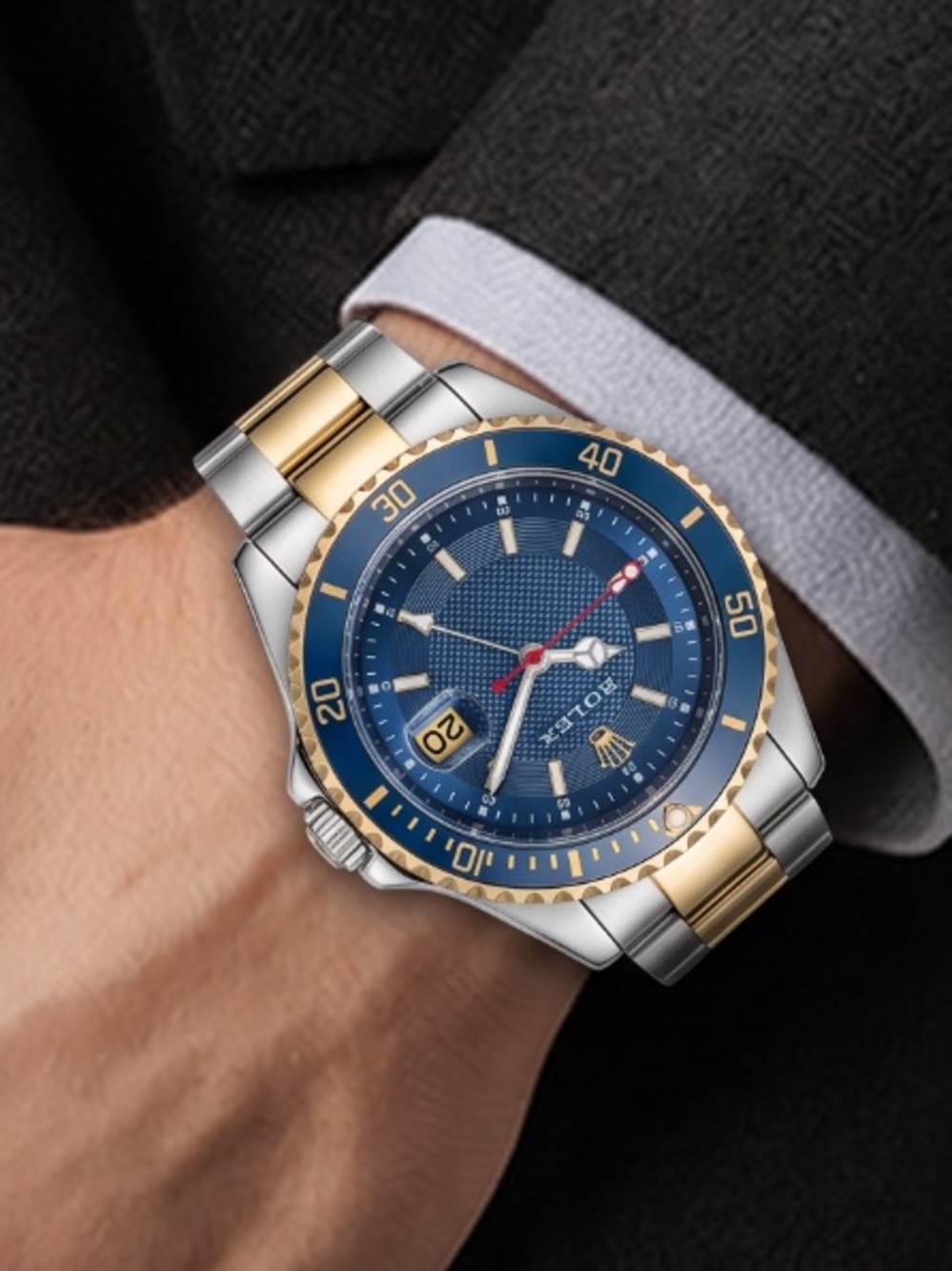 R Blue and Gold Two-Tone Men's Watch